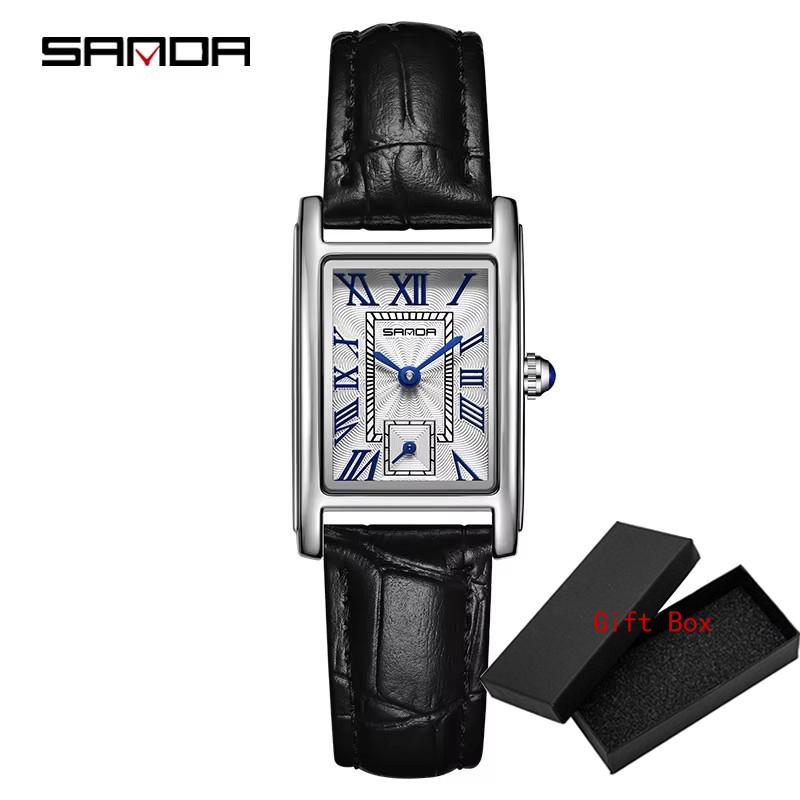 Fashion Sanda Top Brand Elegant Design Rectangle Dial Water Resistant Quartz Movement Business Gift Women Analog Wrist Watches