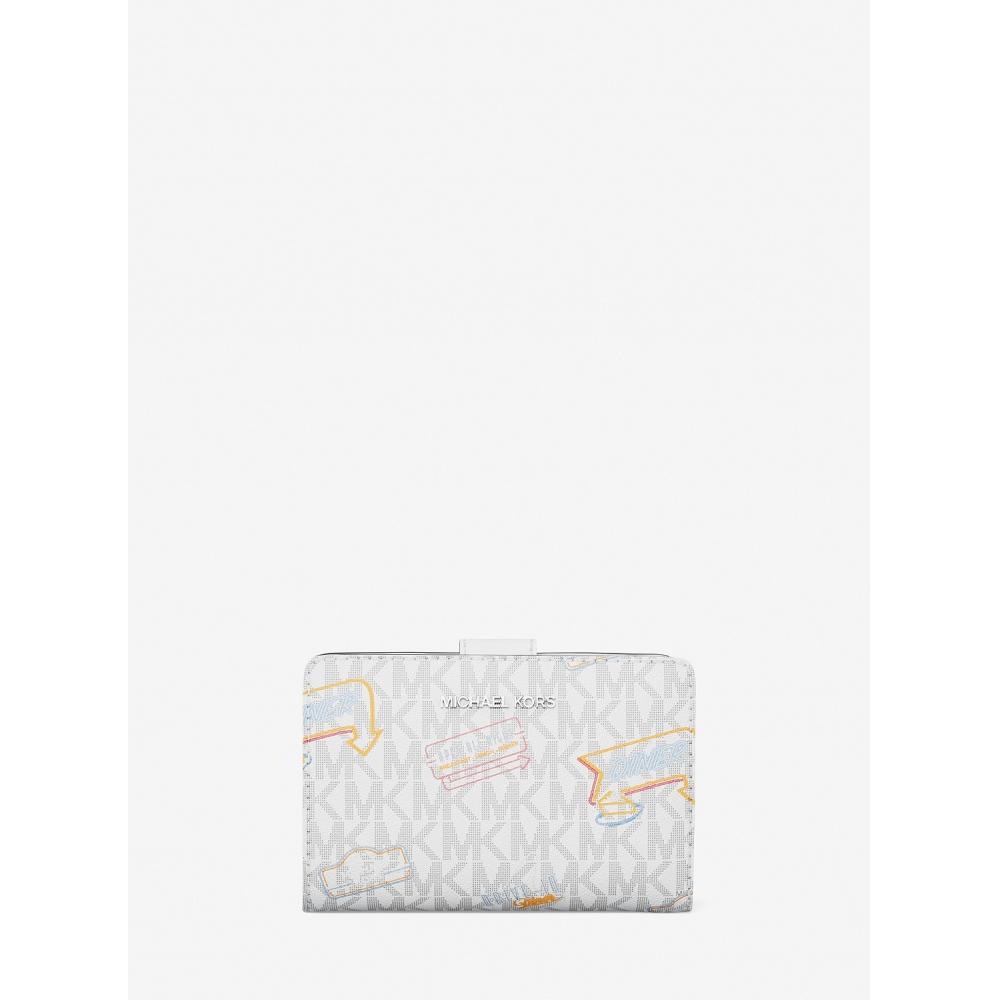 

Michael Kors Jet Set Travel Billfold Zip Compact Wallet Medium Mk Signature 35t5stvf6v1999 Optic White F