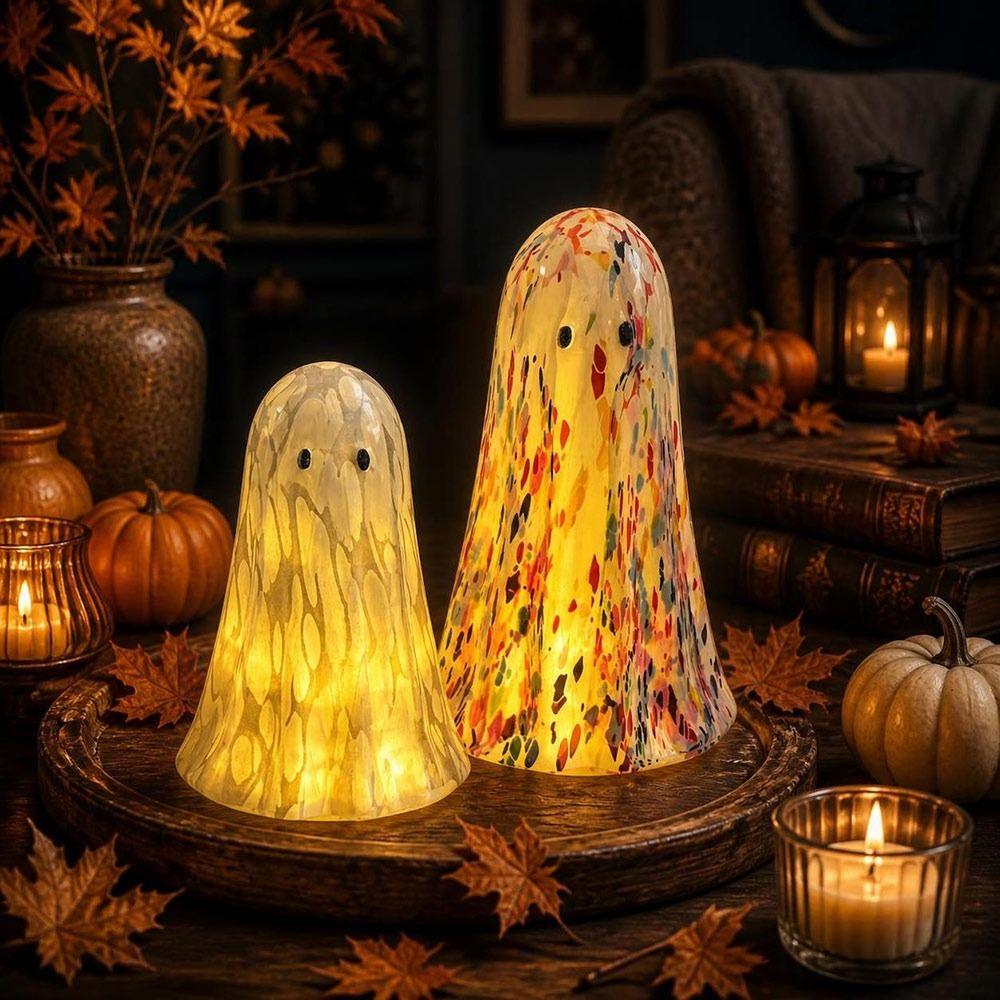 Colorful or White Light Up Ghost Figurine Portable Halloween Ghost Decoration Tabletop Decoration