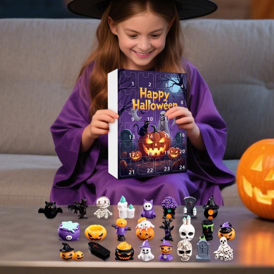 Halloween Countdown 24 Days Advent Calendar Mini Statues Multi-purpose Holiday Countdown Small Creepy Resin Figurines Set