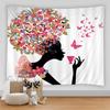 Cartoon girl wall hanging butterfly flower fashion art female tapestry home room bedroom beautiful decoration