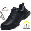 Waterproof Safety Shoes Men with Steel Toe Cap Non Slip Black Leather Work Shoes Men's Construction Protective Sneakers for Men