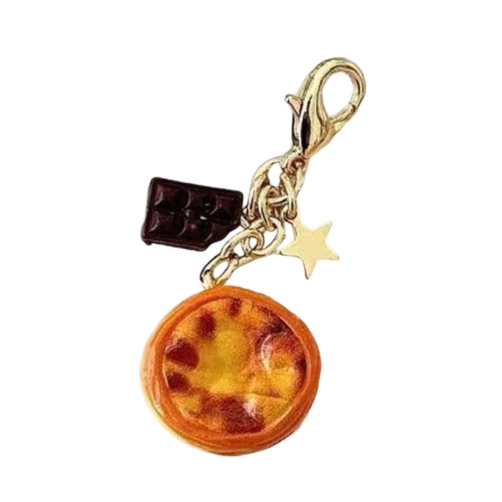 Original Egg Tart Buckle Keychain Unique Creative Designs Sturdy Alloy Resin Materials for Backpack Decoration
