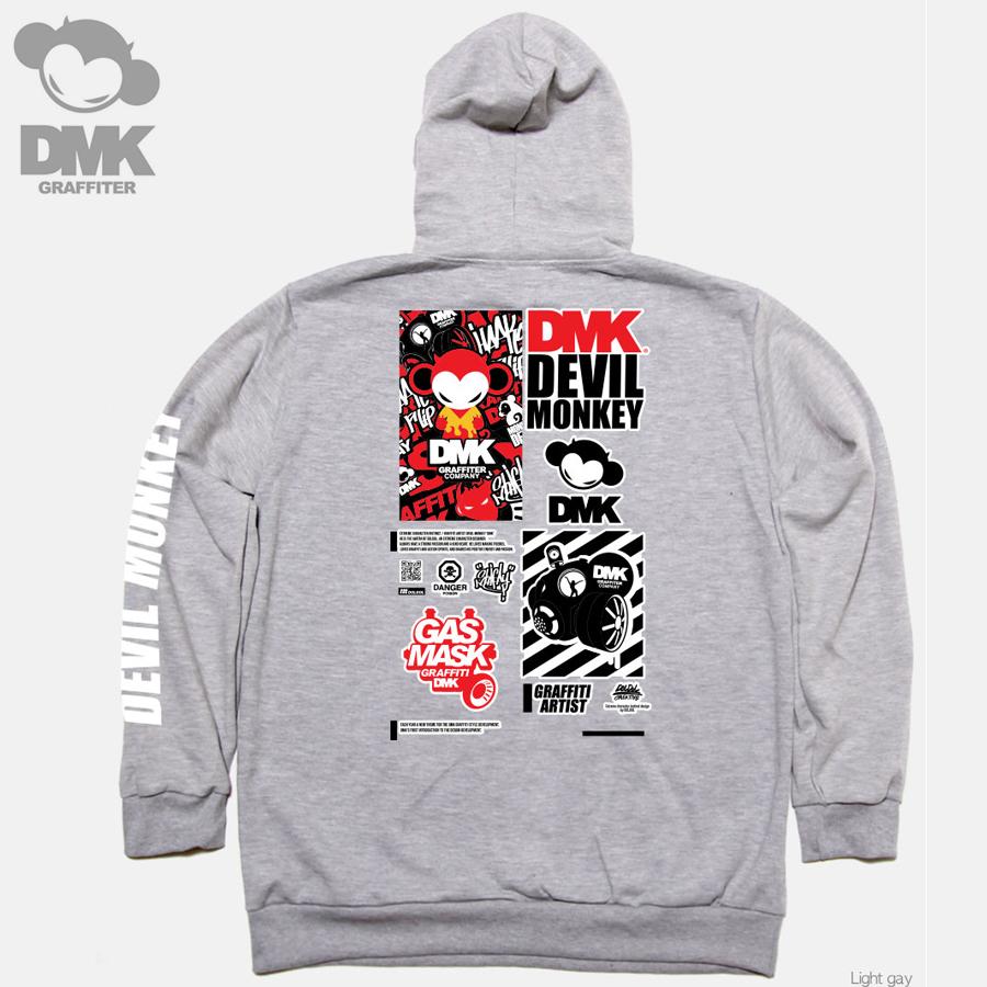 Doldol Dmk_Hoody_97 Художник-граффити Дьявольская Обезьяна Dmk Тату-персонаж Графический дизайн граффити Худи Худи Light Gray/M