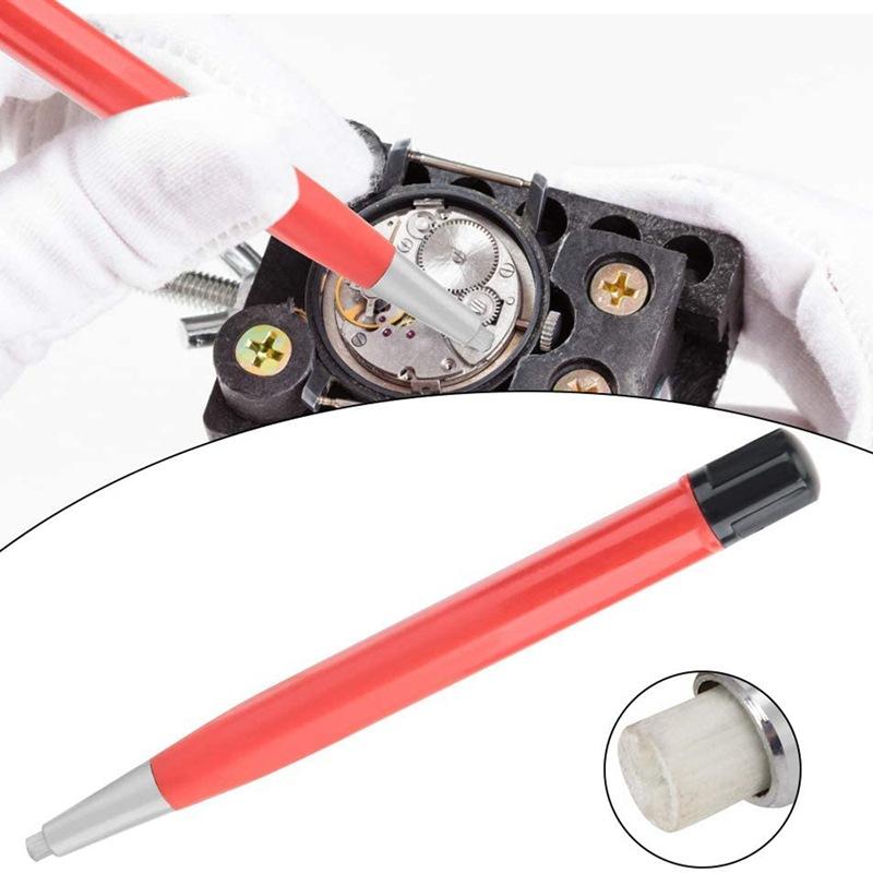 Watch Rust Removal Brush Pen Fiberglass Brass Steel Clean Scratch Polishing Tool Red Watch Repair Tool Watch Parts Brush Pen