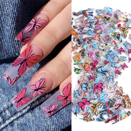 Design 20Pcs Butterfly Nail Art Sticker Starry Sky Transfer Decal Manicure Decor