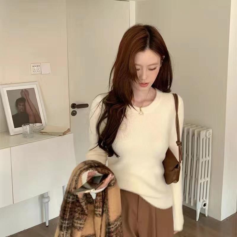 

Приталенный и тонкий флисовый свитер с высоким воротом, женский цельнокроеный флис, полу-внутренняя и верхняя одежда, вязаный свитер-топ average size [recommended 80-60kg] абрикосовый