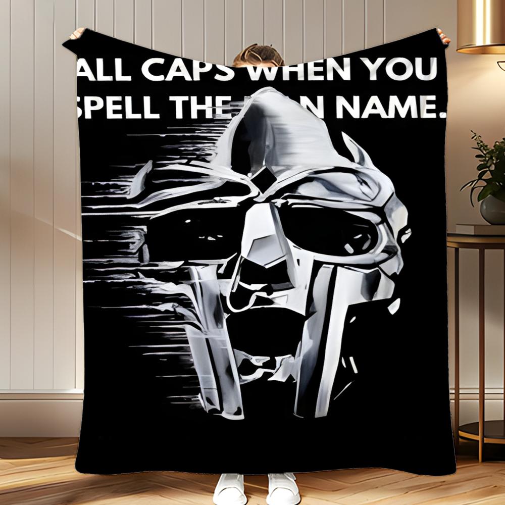 Hiphop Artist MF DOOM Throw Soft Coral Fleece Blanket 310gsm Fluffy Warm Throw for Sofa Bed Couch Bedroom Decor