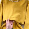 New Autumn Fashion Knitted 2 Piece Set Women Breading Long Sleeve Pearl Top+Knitted Camis Dress Female Sweater Suits 2026 Korea