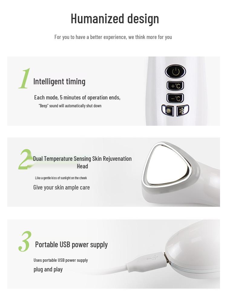 Ultrasonic Ion Face Massager with Hot/Cold Therapy & Light Rejuvenation