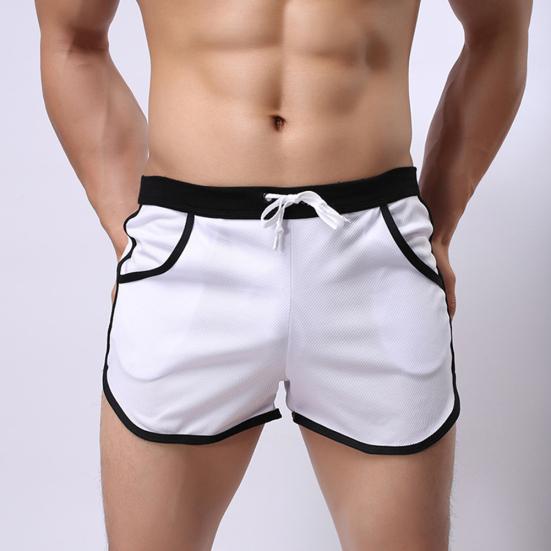 Men Color Block Summer Sports Gym Drawstring Shorts Beach Pants Swimming Trunks