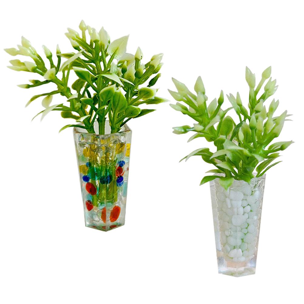 2 Pcs Simulation Mini Miniature Plant Model Bonsai Landscaping Ornaments Dollhouse Potted Flowers Accessories Resin Plants