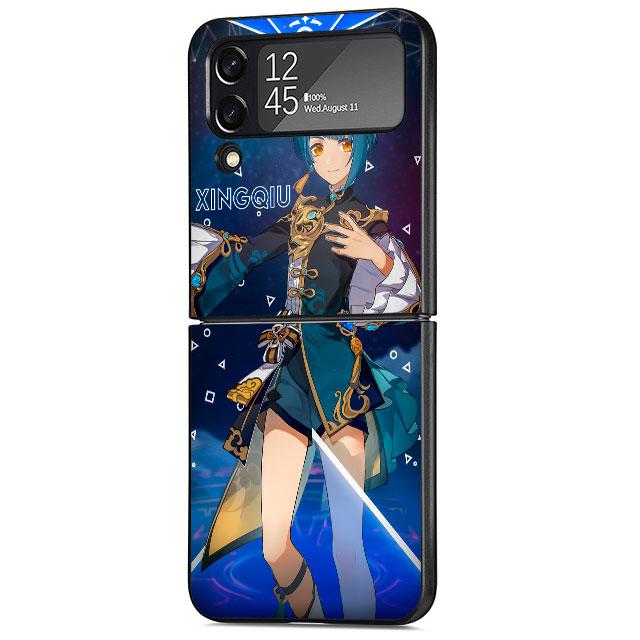 Genshin Impact Game Case für Samsung Galaxy Z Flip 4 Z Flip 3 5G ZFlip3 ZFlip Flip3 ZFlip4 zflip Schutztasche Schwarze Abdeckung