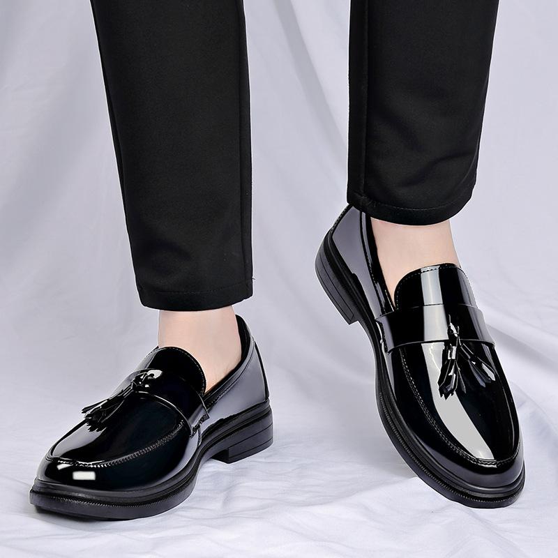 2025 new mirror men's shoes business casual British fringed leather shoes men's loafers invisible heightening shoes
