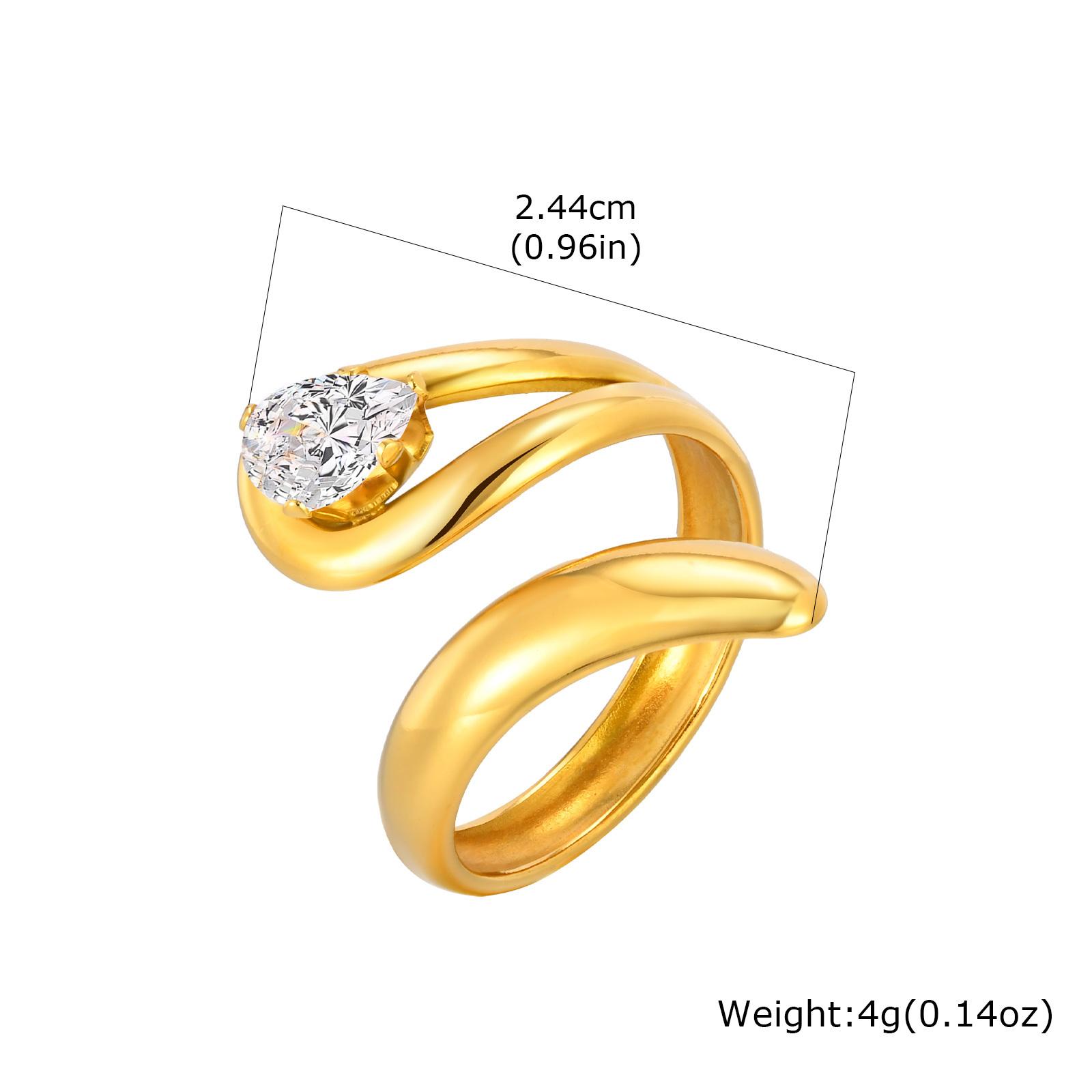 

Vnox 2026 New Trendy Stainless Steel Line Open Ring With Shiny Zircon,18K Gold Plated Geometric Chunky Wedding Ring Jewelry Gift