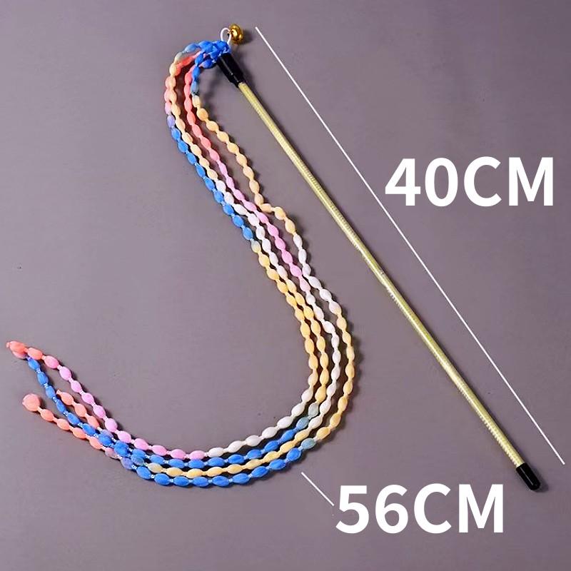 Cat Toys Plush Tassel Interactive Cat Toy Feather Cats Stick Teaser Long Handle Stick Toys for Cats Teasing Kitten Toy with Bell