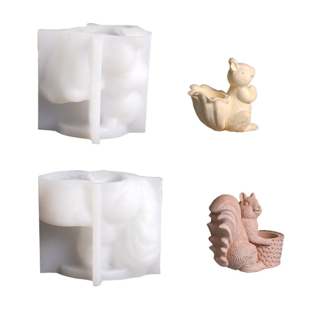 Food Grade Silicone Squirrel Basket Mould Set 2Pcs Crafting Tool for Resin Plaster Storage Box