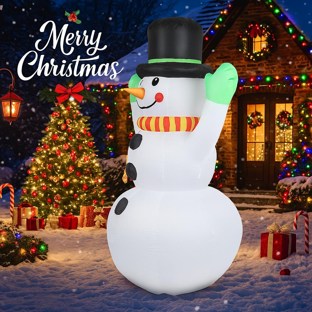 7.22FT Christmas Inflatable Toys Xmas Yard Lawn Decoration Scarf Snowman Home Supplies Ornaments Festive Gifts with LED Light