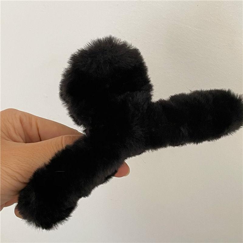 Soft Milk Coffee Color Series Imitation Fur Rabbit Fur Back Head Updo Hair Claw Warm Large Plush Shark Clip Barrettes Hair Claws