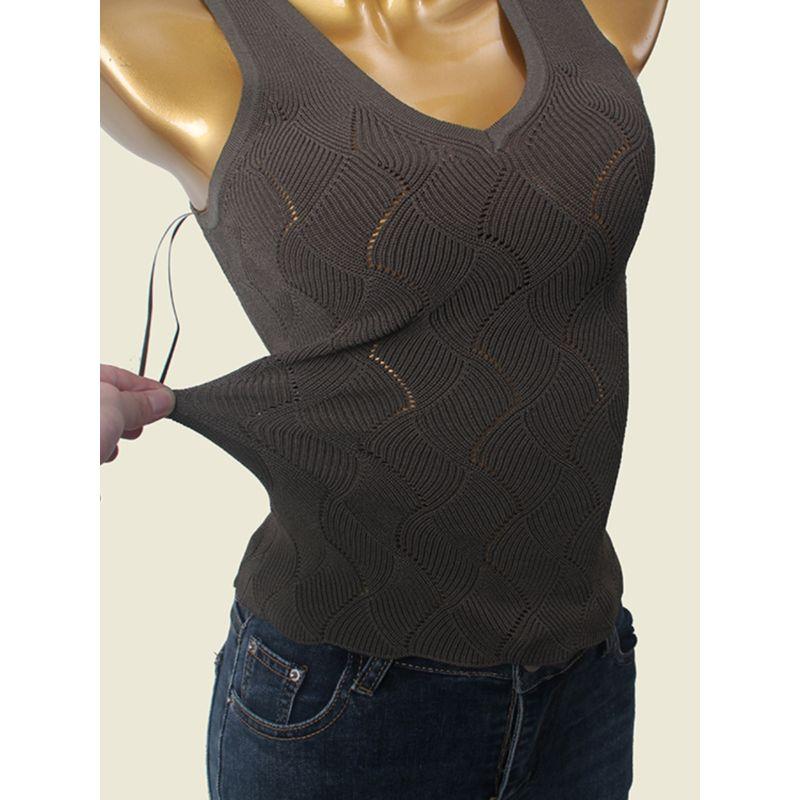 Double V-neck Simplicity Sexy Summer Vest Fashion Wind High Elastic Silm Can Be Outwear Export Knitting Tops