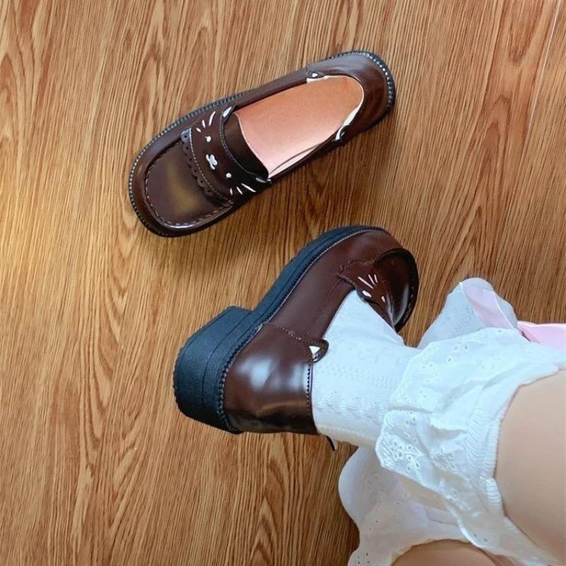 Kitten pattern new Potter College original l versatile sailor uniform student single shoes leather shoes