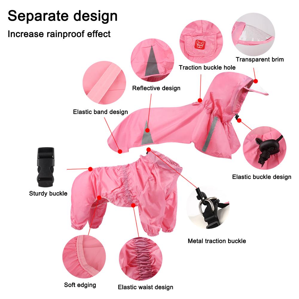 2PCS/Set Big Dog Jumpsuit Raincoat Waterproof Pet Clothes Rain Cape for Mid Large Dogs Labrador Rain Coat French Bulldog Poncho