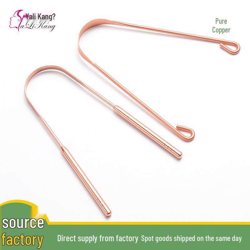 Copper U-shaped Tongue Scraper - Stainless Steel Cleaner for Fresh Breath