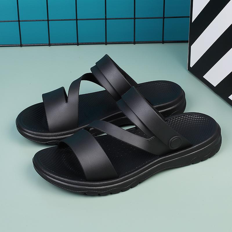 

Summer Outdoor Casual Sandals for Men Sport Slippers PU Leather Non-slip Breathable Roman Shoes Beach Flip-Flop Garden Shoes 38 чорний