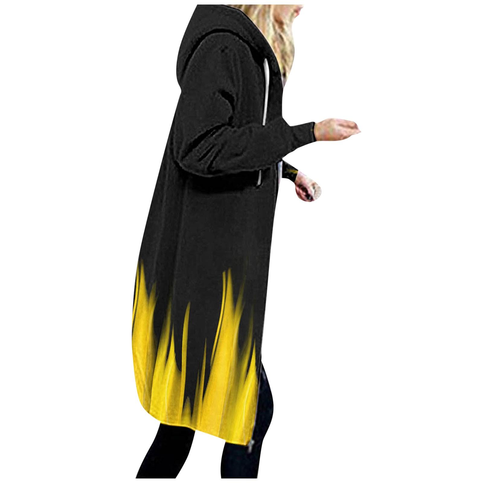 

Модный женский повседневный свободный свитер с капюшоном средней длины с длинным рукавом и принтом M жёлтый