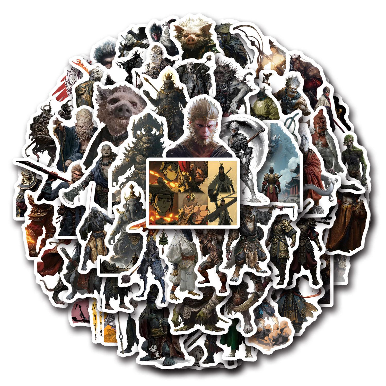 

55 Новых граффити-наклеек Black Myth Wukong Украсьте чемодан, мобильный телефон, личные наклейки