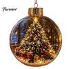 Illuminated Hanging Spheres Lighted Christmas Ornament with Warm LED Lights, Retro Metal Cap Decorative Decor for Tree Transparent Ball Holiday