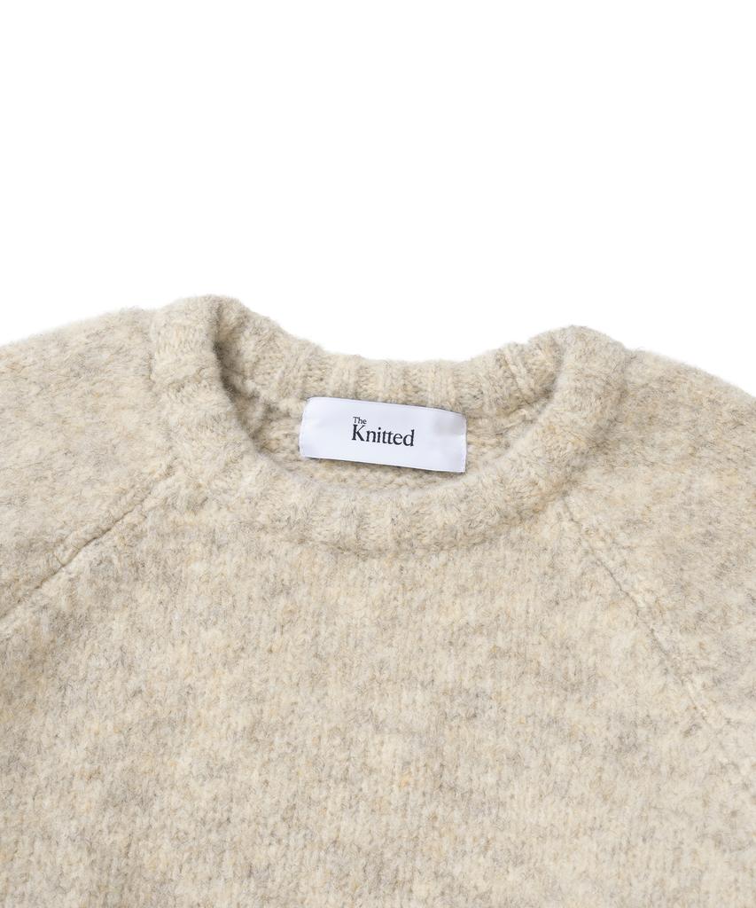 KNITTED (Unixsex) Boucle Raglan Crop Round Knit Oatmeal