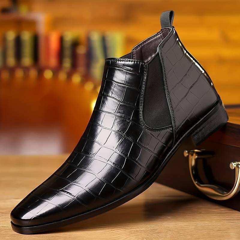 Fashion Men's Chelsea Boots High Quality Square Head Men Shoes Versatile Fashion Mens Short Boots Trend Leather Ankle Boots Botas Hombre