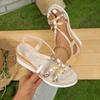 New Fashion Versatile Comfortable Bohemian Sandals Women's Rhinestone Open-toed Women's Wedge Heel Platform Sandals