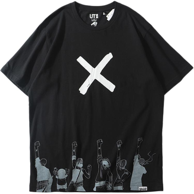 UNIQLO Weekly Shonen Jump One Piece Printed Short Sleeve T-Shirt Unisex Tops Black 410899-09