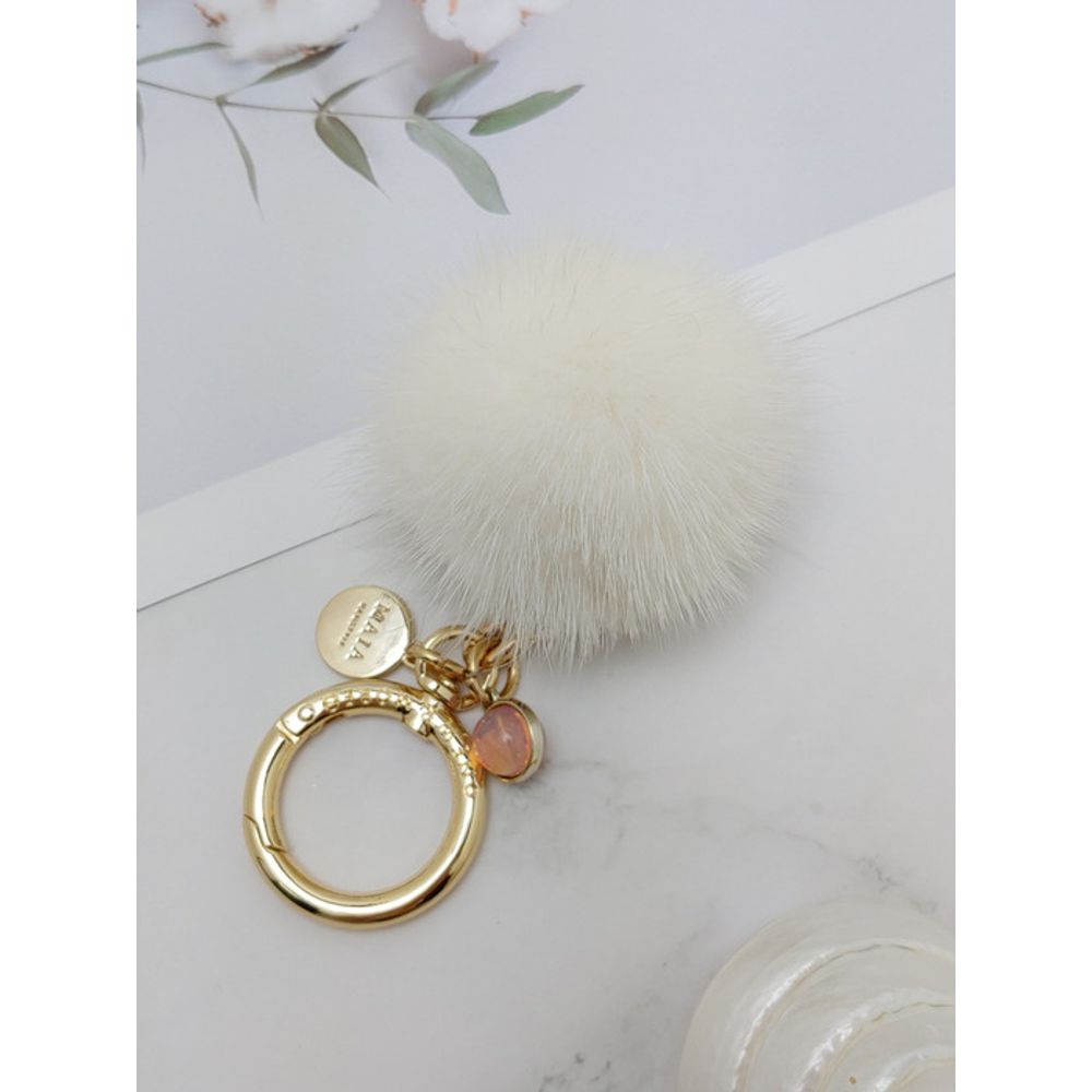 MAIA Mink Fur Keychain & Charm - Ivory