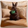 Adorable Bunny With Coffee Cup Print Pillowcase - Home Decor, Perfect For Living Room And Bedroom, Ideal Gift For Animal Lovers