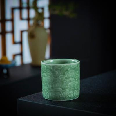 Celadon Tea Cup - Chinese Ceramic Sake Cup, Auspicious Cloud Whisky Glass, Gongfu Ceremony Porcelain, Elegant Gift