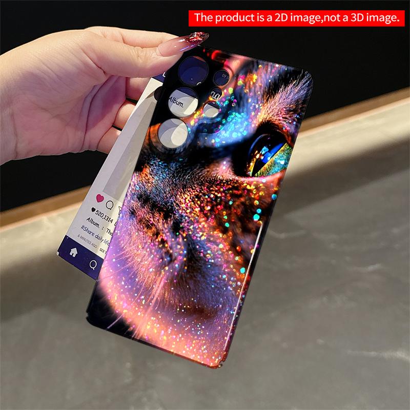 2DFlat Samsung Phone Case Glitter Cat Eye Magic Applicable To Galaxy S22 S23 S24 S25ULTRA S26 A12 A13 A14 A15 A16