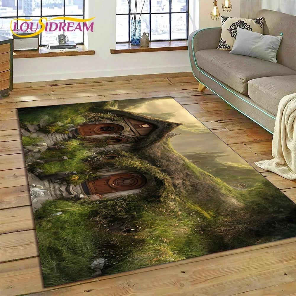 3D L-Lord of The Rings H-Hobbit Movie HD Rug Carpet for Living Room Bedroom Home Decor,Non-slip Decoration for Sofa Doormat Gift