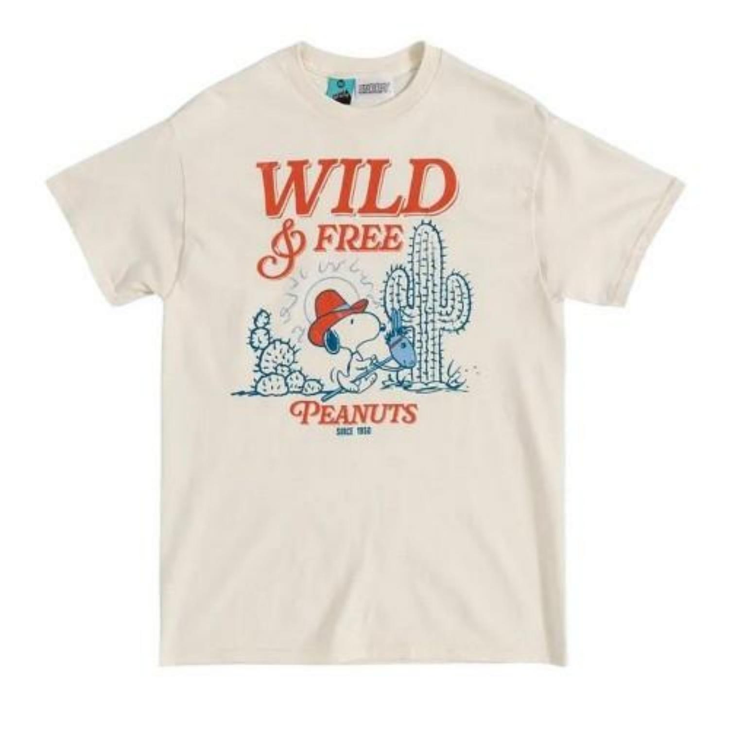 Peanuts Unisex Adult Wild And Free Snoopy T-Shirt S чёрный