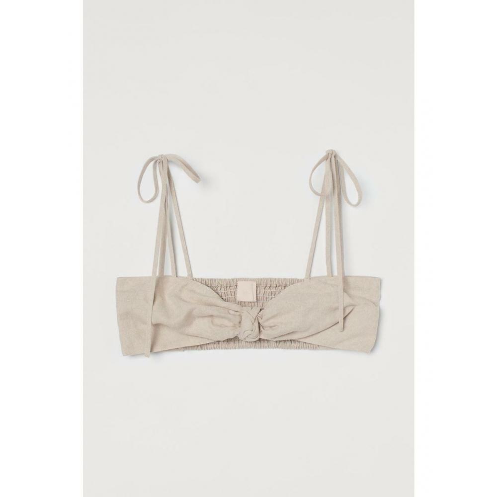 

Укороченный топ H&M Linen Blend Светло-бежевый 0997350001