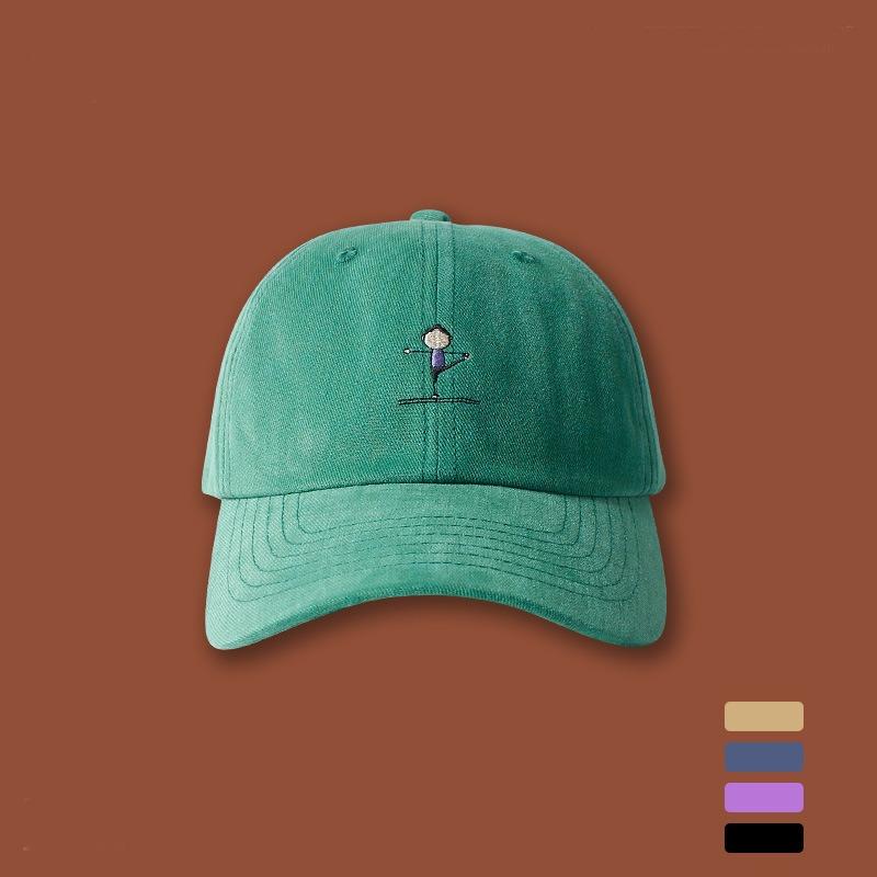 Retro Yoga Embroidery Soft Top Cap Children's Casual Korean Version Sunscreen Baseball Cap Versatile Trendy Men