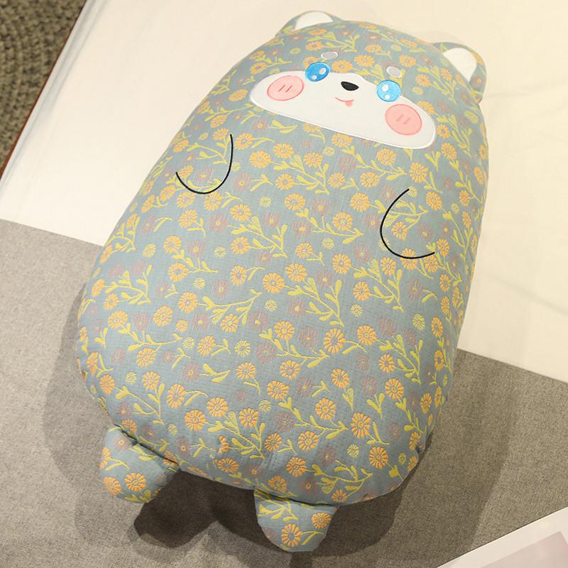 

Трехслойная марлевая подушка в виде свиньи из цветочной ткани для девочек, для сна на длинной стороне кровати, подушка для талии в виде динозавра 65cm