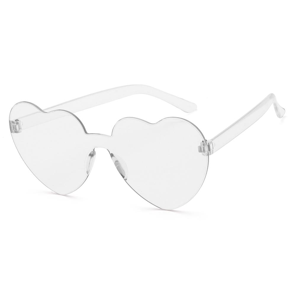 Costume Candy Color Eyewear Transparent Heart Sunglasses Sunglasses For Women Rimless Heart Glasses