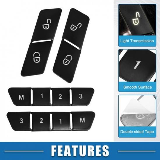 12pcs Car Seat Memory Door Button Sticker for Benz a Class 13-17 Black