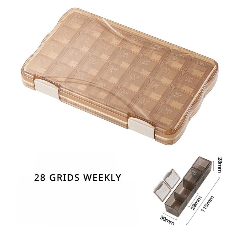 

7 Days Compartment Pills Case Container Pill Box Classification Transparent Packaging 1-week Portable Home Travel 28 Grids Food