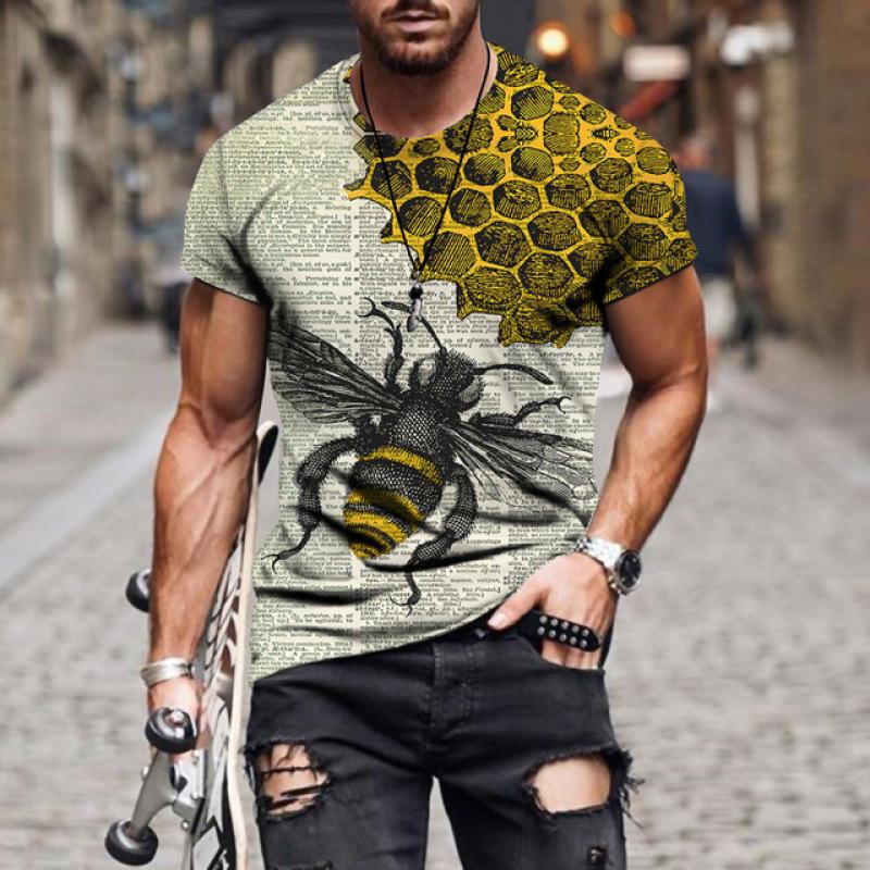 ETST WENDY Grappige Kleding Voor Mannen T-shirt Harajuku Shirt Trui Bee Print Top 3d T-shirt Zomer Korte Mouw Casual Outdoor Oversized tees L