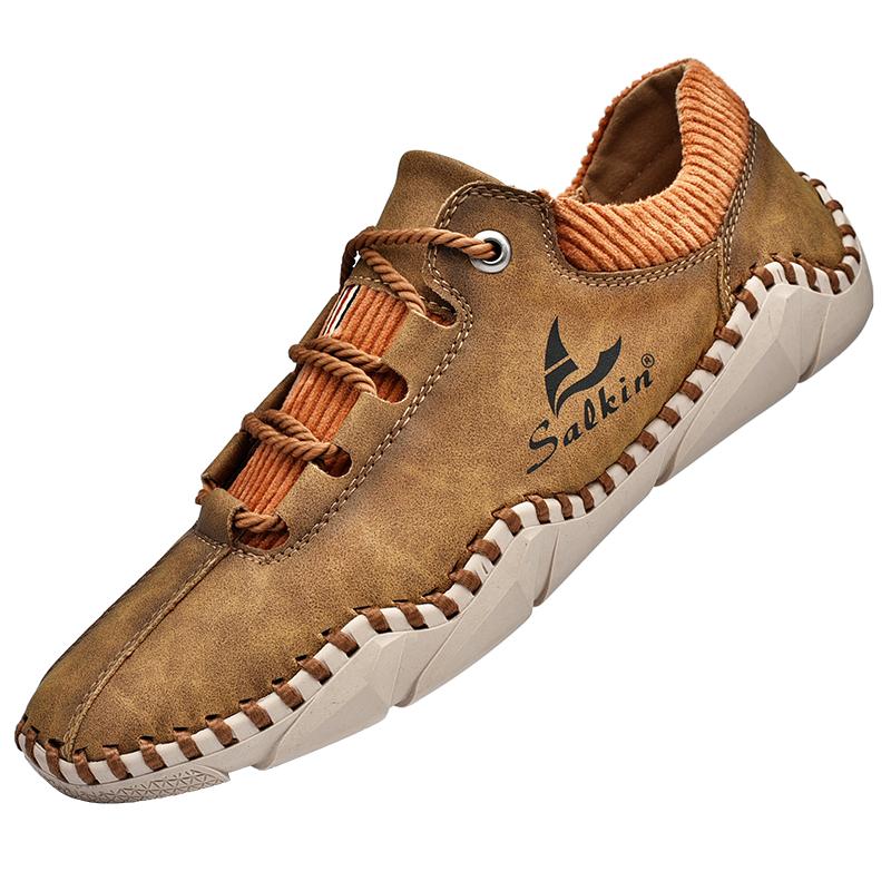 High Quality Genuine Leather Men Shoes Set foot Casual Handmade shoes Slip On Men Loafers Men Flats Moccasins Shoes Plus Size