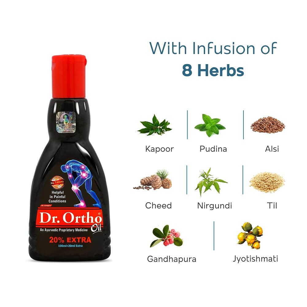Dr Ortho Pain Relief Ayurvedic Medicine Oil - 100ml+20ml Extra, Pack Of 1
